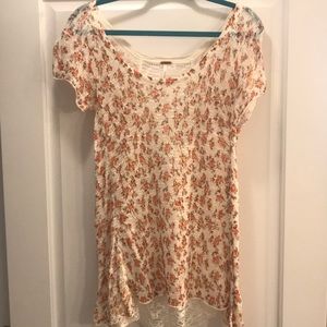 Free People lace tee with ivory back panel